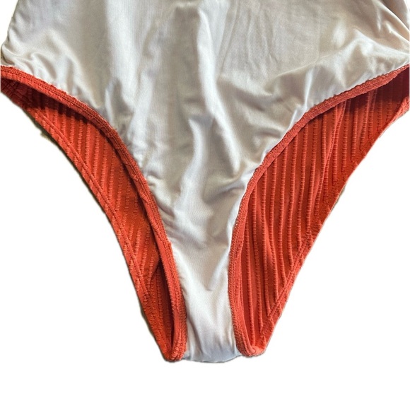 CUPSHE Ginger Ribbed & Ruched One-Piece Orange swimsuit size Medium - Picture 10 of 11